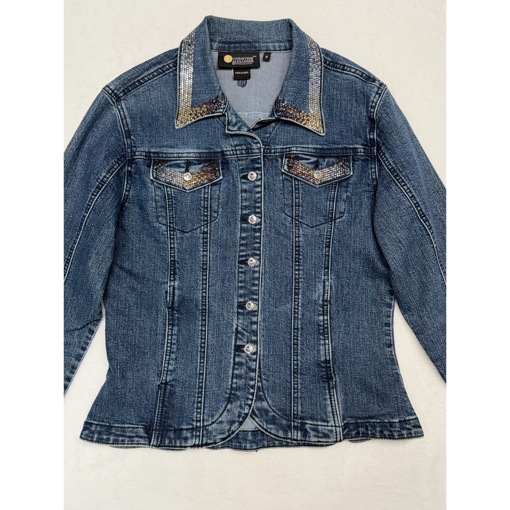 Christine Alexander Jean Jacket Medium Womens Vintage Rhinestone Western Stretch